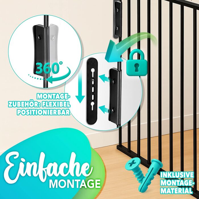 Захист каміну KIDUKU®: металеві сітки з дверцятами, 600 см | Захисні сітки для каміну, складні | Сітки для конфігурації (10 елементів), чорний колір