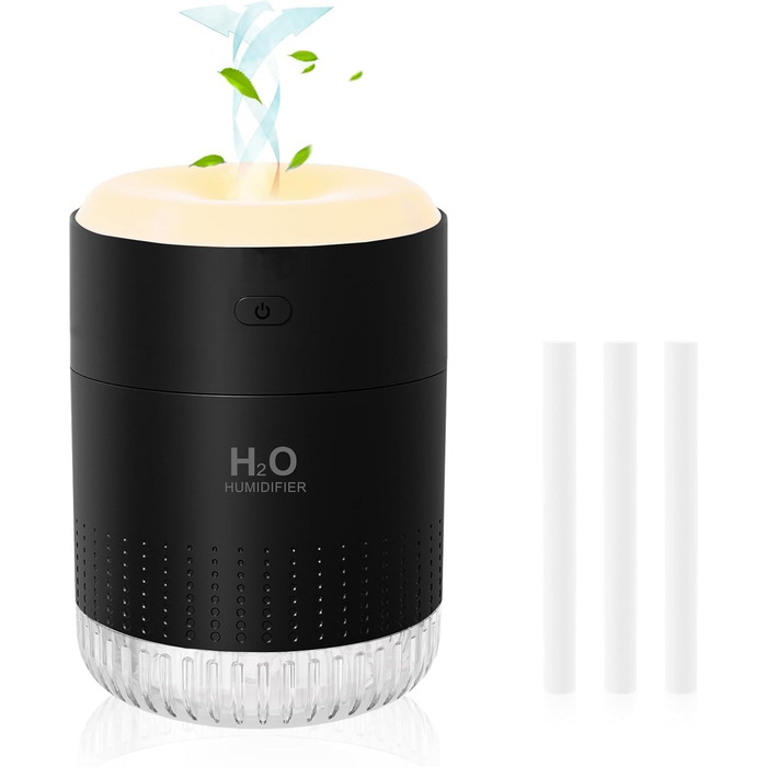 Увлажнитель воздуха Mini USB с LED-подсветкой AIR Humidifier - для спальни, растений, детской, офиса, детской комнаты (Зеленый) (Черный)