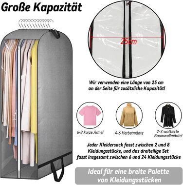 Чохли для одягу, 2 шт. - сірі, 110x60x25 см, з блискавкою. Захист від пилу та комах. Ідеально для зберігання та подорожей