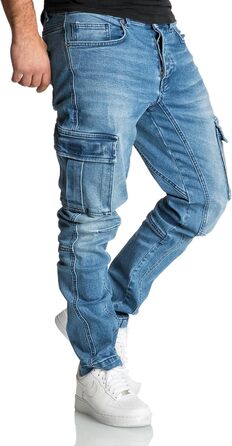 Чоловічі джинси Cargo Regular Slim Denim R7977 світло-блакитні (40W/34L), з ефектом зношеності