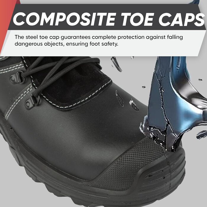 Черевики робочі зимові чоловічі BWOLF GRIZZLY S3, водонепроникні, оліостійкі, антиковзаючі, з Reflect-технологією та ергономічною підошвою, 40 EU, чорні