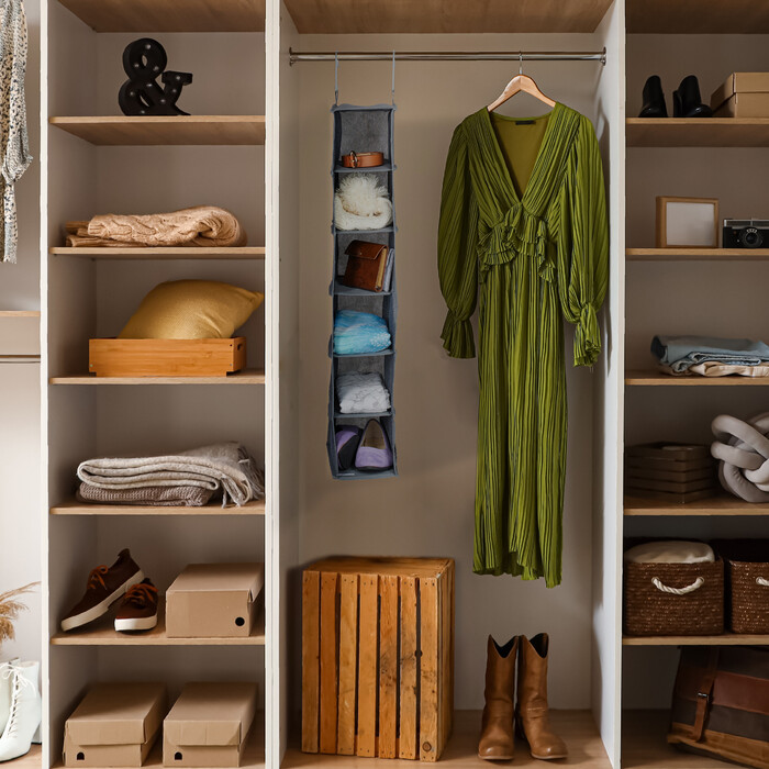 Relaxdays Clothes Rack Hanging Shelf with 6 Compartments
