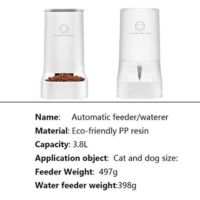 Автоматичний фонтанчик-диспенсер для корму та води для собак та котів, BPA-free, білий