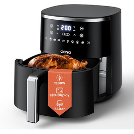 Фритюрниця без олії Ciarra CBAWAF1A AirFryer XL 5л, 1500W, 8 програм, 80-200°C, RapidAir, Touchscreen, Чорний