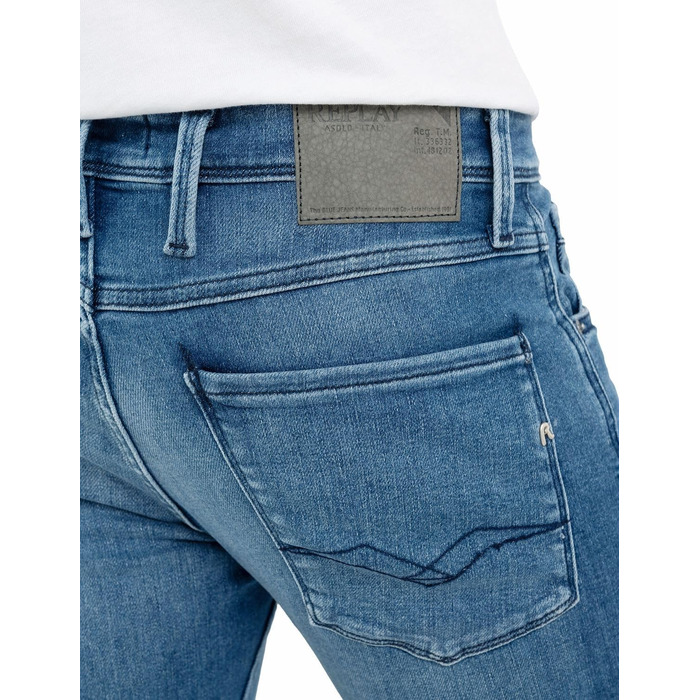 Джинси чоловічі Replay Anbass Slim-Fit з еластичним комфортом 33W/32L, середній синій колір 009