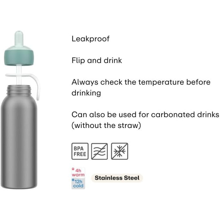 Mepal - Flip-Up Campus Thermos Flask - Insulated Drinking Bottles for Kids - Stainless Steel Thermos - 9 Hours Hot & 12 Hours Cold - BPA-Free - 350 ml - Unicorn