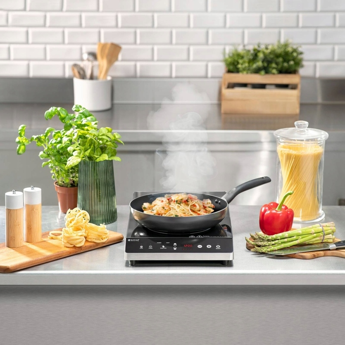 Індукційна плита Royal Catering, чорне скло, 2 конфорки, 1800 Вт