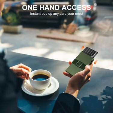 Чоловічий гаманець TOYFID з відділом для AirTag, 12 слотів для карток, відділенням для грошей, RFID захистом, кнопкою виштовхування, алюміній, зелений