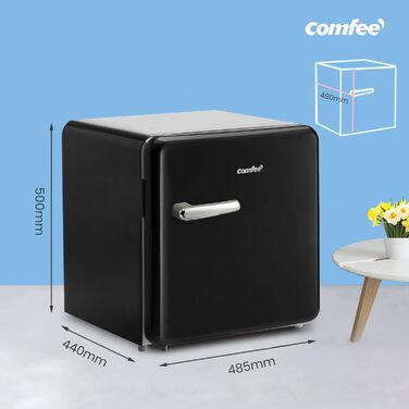 Mini-холодильник Comfee RCD50DK1RT(E) / Ретро холодильник 47л / Чорний / Енергоефективний / Регулювання температури