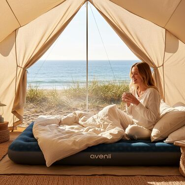 Надувний матрац для кемпінгу та дому AVENLI на 2 особи, 191x137x22 см, надувний, для відпочинку та гостей