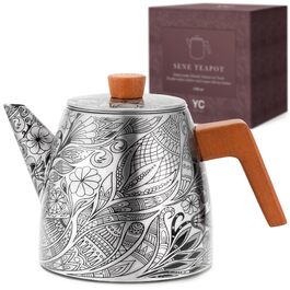 Термочайник YC Yang Chai з подвійними стінками та ситом із нержавіючої сталі 304, 1.1 л, з ручками з дуба для листового чаю