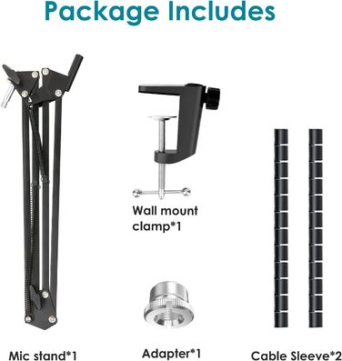 FIFINE K688 Тримач для мікрофону на гнучкій стійці - Тримач для мікрофону з кріпленням для кабелю, сумісний з FIFINE Recording XLR/USB мікрофонами, YOUSHARES K688