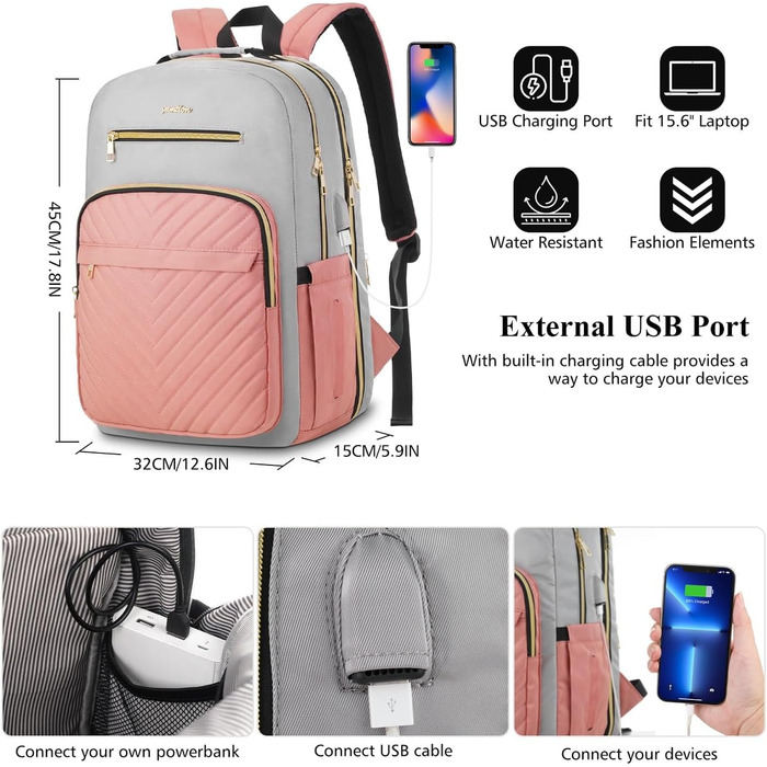 Жіночий рюкзак YAMTION: шкільний, для ноутбука 15.6