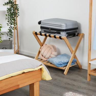 Relaxdays Bamboo Luggage Rack