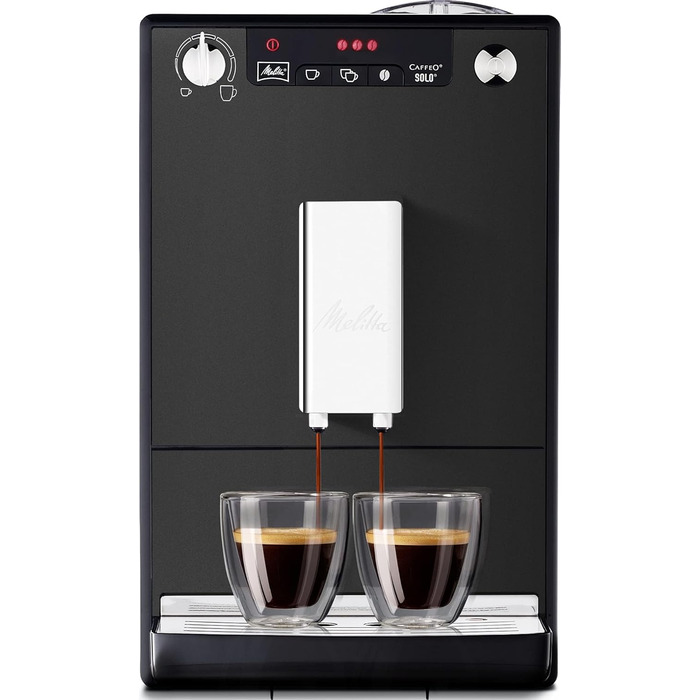 Melitta Solo - Fully Automatic Coffee Machine with Adjustable Spout, Small Coffee Machine with Removable Water Tank, suitable for e.g. Espresso or Café Crème, matte black Matte Black Single
