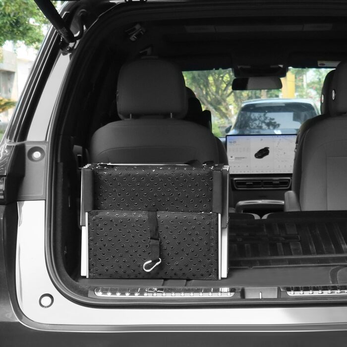 QWORK® 4-Step Folding Dog Stairs for Car - Adjustable Height, Anti-Slip, Up to 80kg