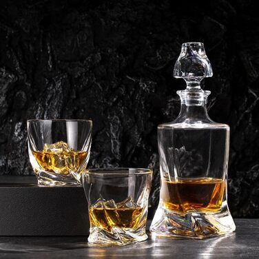 Набір для віскі та лікеру в подарунковій коробці: декантирувальник, 2 келихи, 750 мл. Ідеальний подарунок для чоловіків та жінок