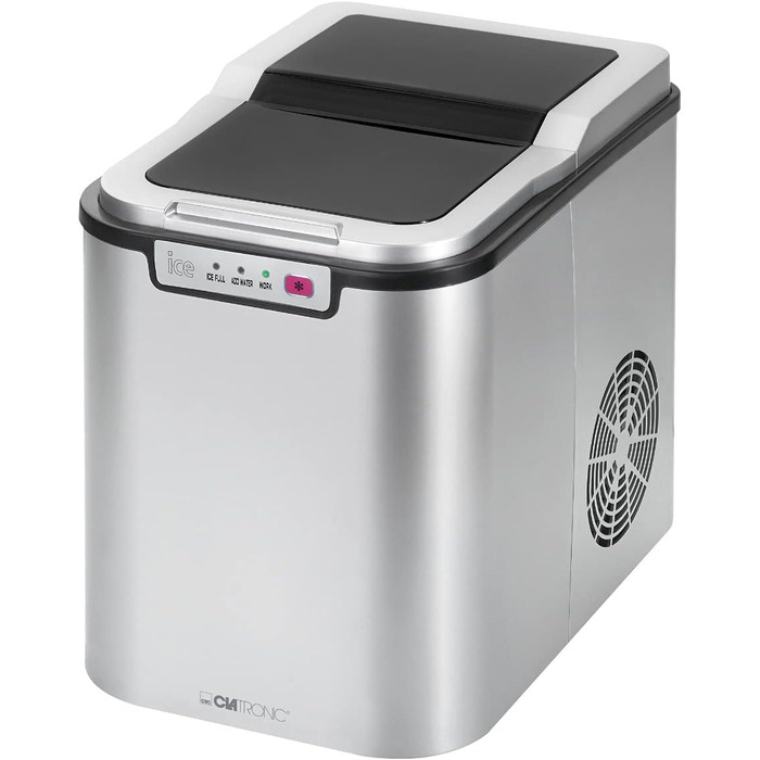 Машина для приготування льоду Clatronic EWB 3785 Inox | Швидке приготування льоду за 10 хвилин | Самоочищення | 12 кг/24 години | 1,5 л резервуар для води