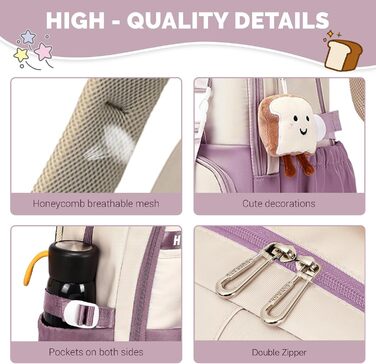 Шкільний рюкзак IvyH для дівчаток, водонепроникний, для 5-9 класів, з нейлону, велика місткість, зелено-фіолетовий