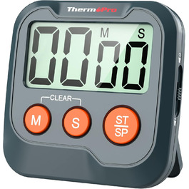 Цифровий таймер ThermoPro TM03 з секундоміром: кухонний таймер, таймер для шкіли, офісу, спорту та догляду за шкірою. Звук регулюється, ABS-пластик