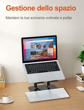 Adjustable Laptop Stand with 360° Swivel Base - Ergonomic Laptop Riser for Desk & Standing Use - Fits 10-17
