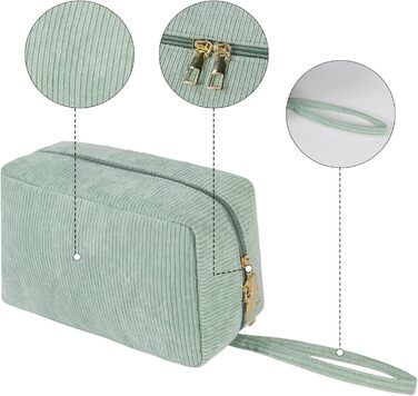 Жіноча косметичка-органайзер з корду, туристична, для подорожей, зелена