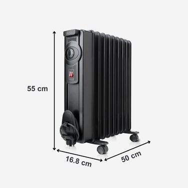 Масляний радіатор BLACK+DECKER BXRA1500E, 1500 Вт, 2 режими нагріву, регулювання потужності, чорний колір