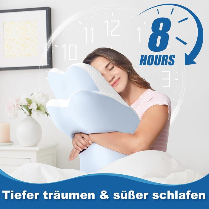 Ортопедична подушка EvenVentric для шиї, м'яка та затишна, знімний чохол, DarkBlue (світло-блакитний)