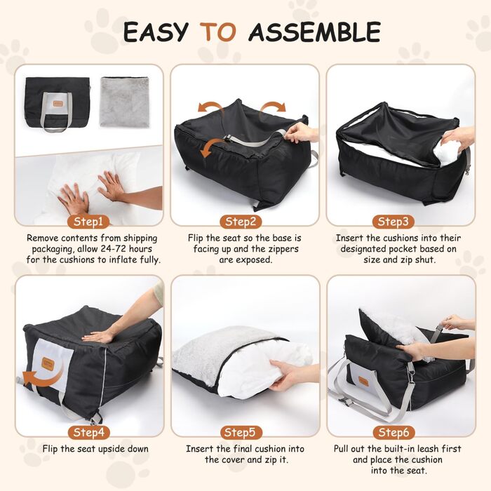 Автокрісло для собак Nobleza - зручне та практичне автоліжко для маленьких собак, 58x56x33 см, Oxford, всі сезони