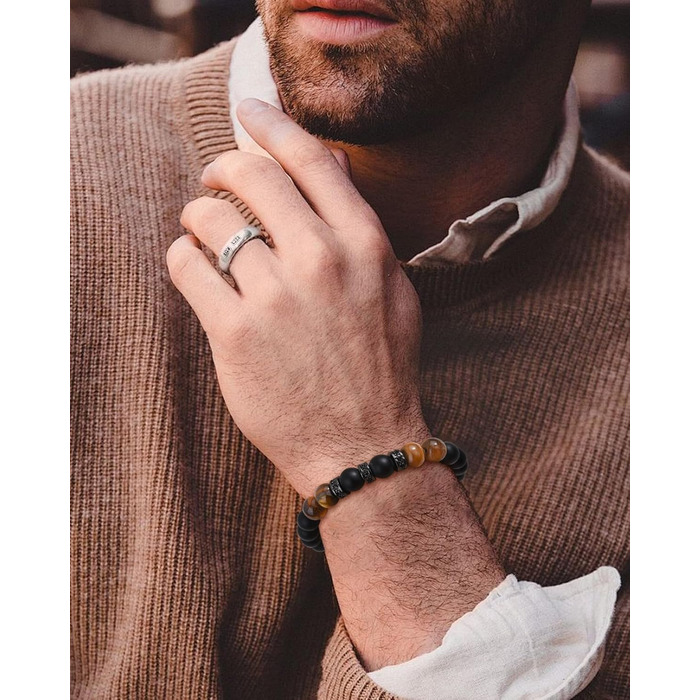 Браслет на руку VGWON для чоловіків з перлами – подарунок на день народження, Різдво, для хлопчика 11-16 років, друзів, чоловіка, батька. Модель UVG-BM106S