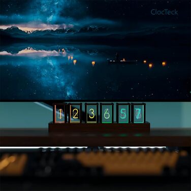 LED-годинник ClocTeck у стилі Nixie, цифровий ретро-годинник з Wi-Fi, будильник, 12/24 год, готовий до використання, подарунок