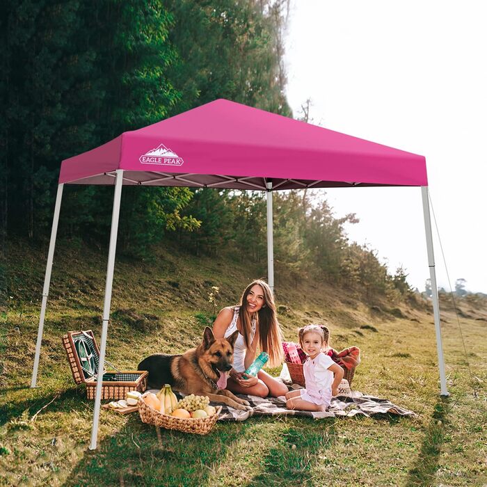 EAGLE PEAK 3x3m Event Tent with Slanted Legs, Pop-up Pavilion for Outdoor Use, UV Protection 50+, Waterproof, Foldable, Folding Pavilion for Camping, Garden, Party, Dark Blue (Polyester Alloy Steel)