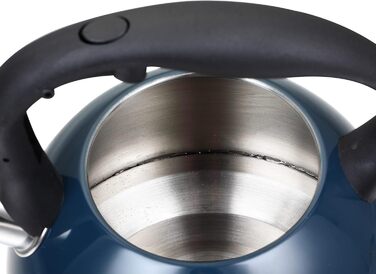 Чайник-свисток 2,5 л з нержавіючої сталі для індукції, газу, з емальованим покриттям (блакитний)