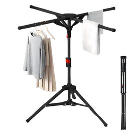 Сушарка для білизни Standtrockner Hoch Klappbar - розкладна сушарка для білизни з 4 крилами для балкона, в приміщенні та на вулиці (білий/чорний)