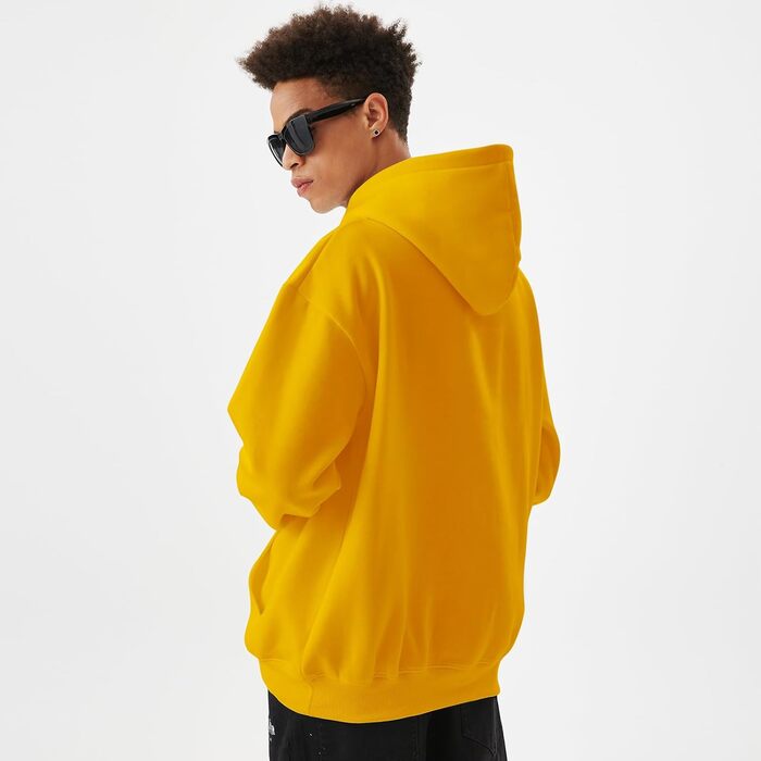 Худі чоловіче з капюшоном, стильне, тепле, з флісу, для вуличної моди, осінь-зима, жовтий, 3XL