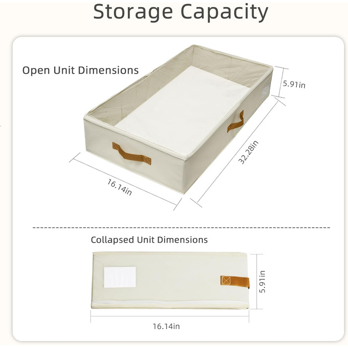 Коробки для зберігання під ліжком, 2 шт. з боковими стійками, сірі. Підходять для постільної білизни, одягу та ковдр.