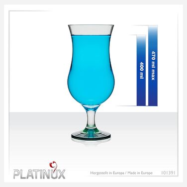 Бокали для коктейлів PLATINUX Ombre 400 мл (набір 6 шт.) скляні, зелені, для вечірок