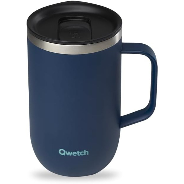 Qwetch Stainless Steel Insulated Tumbler - 12oz - Blue - Keeps Drinks Hot for 6h, Cold for 12h - Leakproof Lid, Reusable, Tea Filter Compatible