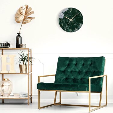 VIKMARI Glass Wall Clock Silent-Non Ticking Wall Clocks - Quality Quartz Battery-Operated Round 12 Inch Dark Green