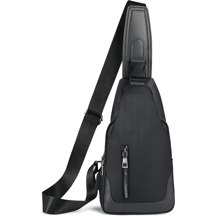 Чоловіча нагрудна сумка-слінг Brusttasche з USB-портом для зарядки, водонепроникна, чорна