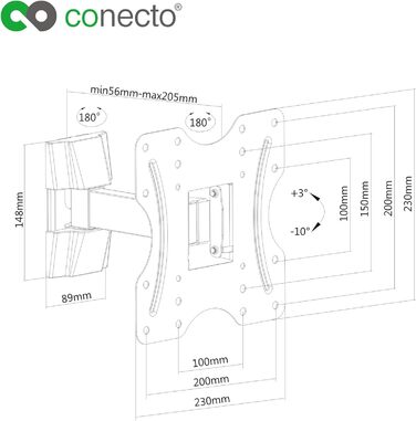 Кріплення для телевізора Conecto Wandhalterung SA-CC50254-V2 (23-42 дюйми, VESA 200x200, настінний кріплення, білий)