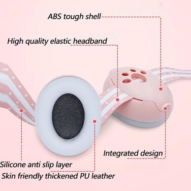 Дитячий навушник-захист від шуму 2-в-1, регульовані навушники, захист від шуму до 48 місяців, капсульний захист для новонароджених, рожевий