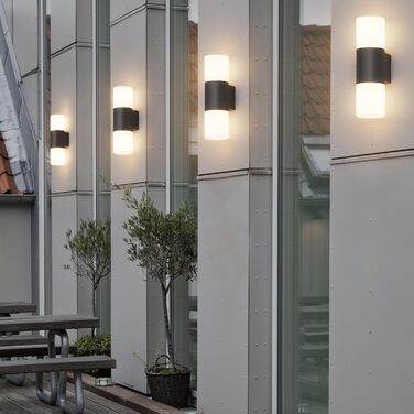 Klighten Wall Lights E27 Indoor/Outdoor 2-Light, Up and Down Outdoor Lamp Black, Outdoor Light Fixture, IP54 Outdoor Lamp, Aluminum Modern Outdoor Wall Light, Wall Lamp for Entrance, Terrace, without Bulb
