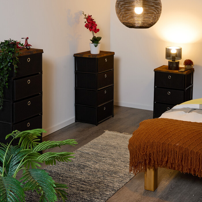 Relaxdays Chest of Drawers with Wood-Look and Fabric Drawers