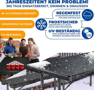Складний стіл KESSER Buffettisch 183x76 см для кемпінгу, саду, тераси, балкону. Анодований алюміній, 6 осіб, з чохлом та ручкою для транспортування, антрацит