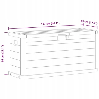 Садовий ящик vidaXL 45687, коричневий, 117x45x56 см, 280 л