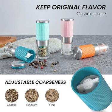 Набір для солі та перцю Vevok Chef Mini 2 шт. з регульованою керамічною млинкою, для кухні, кемпінгу, подарунок (Помаранчевий)