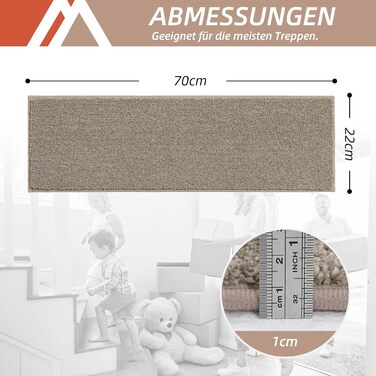 Ковзаючі сходи COSY HOMEER, 15 шт., 70x22 см, самоклеючі, машинне прання, 100% поліестер, TPE-підкладка, для дітей, літніх людей та домашніх тварин