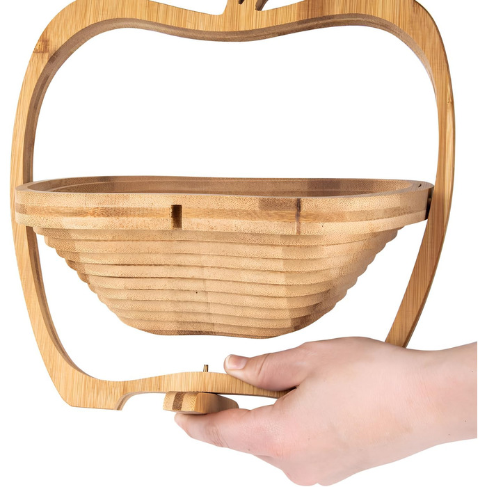 Кошик для фруктів Dimono® з бамбука, складаний, 3 в 1: кошик для фруктів, овочів та підставка під горщик, з дощечкою для нарізання, дизайн 