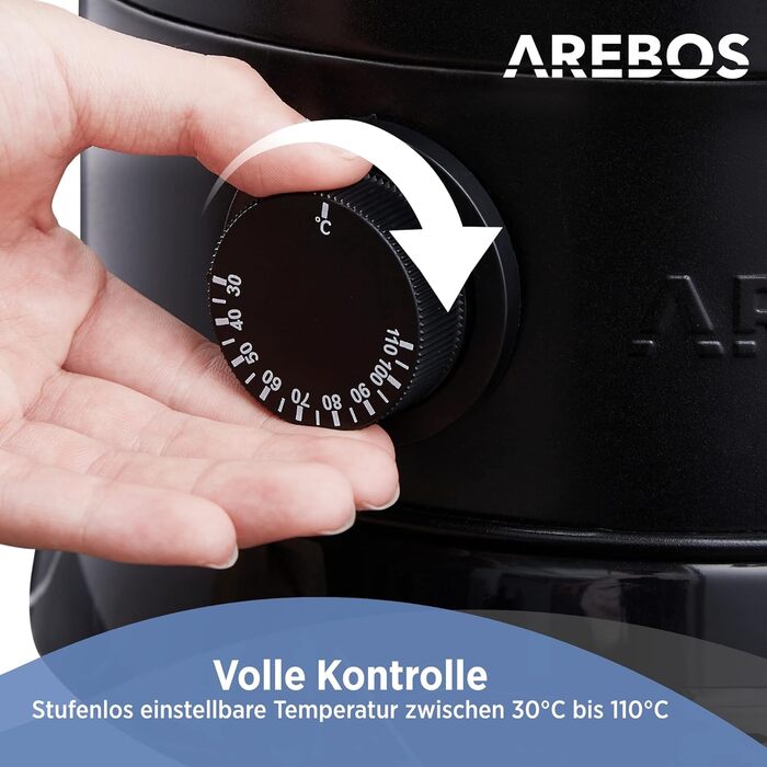 Arebos Glühwein Cooker 1650 W | Hot Beverage Dispenser | 20 L | with Drip Tray, Tap, Thermostat, and Overheating Protection | Temperature Setting from 30-110 °C (Black)